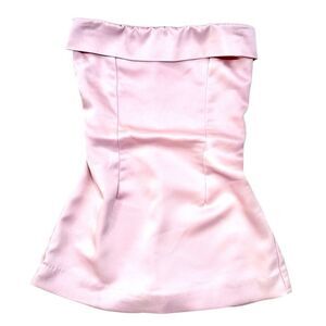 Altar'd State Satin Strapless Bandeau Lined Pink Romper Skort Shorts Size XXS